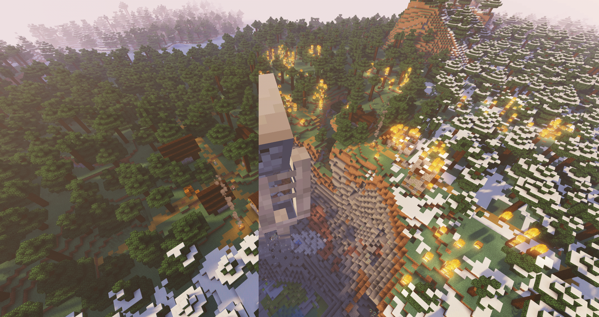 A before and after of the Colossal's rampage